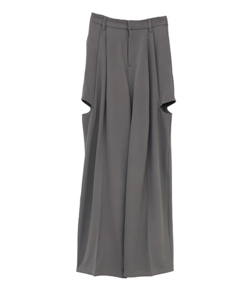 LVEU.(ラブユ.)の「【LVEU.】カットアウトスラックス / ボトムス パンツ スラックス カットアウト カット タック ワイド ルーズ ブラック チャコール グレー(スラックス・レディース・チャコールグレー/ブラック・FREE)」の13枚目の写真