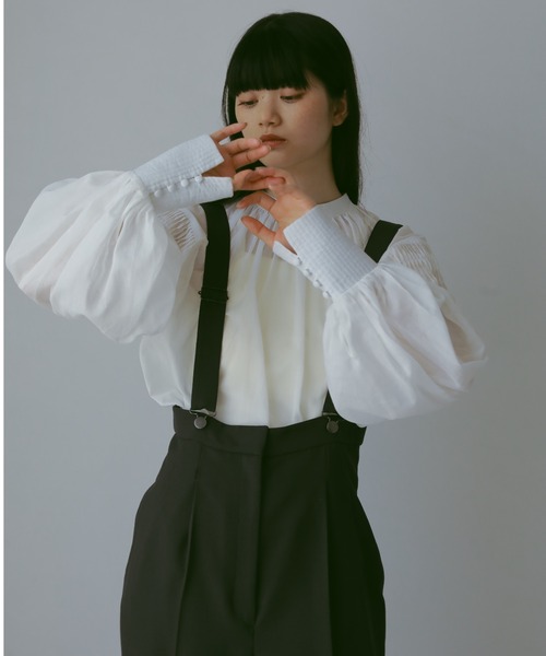 CASA FLINE(カーサフライン)の「ハイウエストサスペンダーパンツ(サロペット/オーバーオール・レディース・チャコールグレー/ストライプ・0/1)」の4枚目の写真