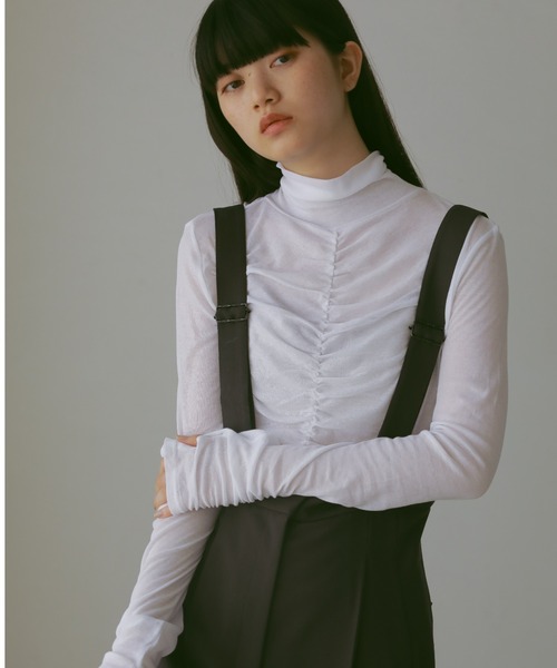 CASA FLINE(カーサフライン)の「ハイウエストサスペンダーパンツ(サロペット/オーバーオール・レディース・チャコールグレー/ストライプ・0/1)」の7枚目の写真