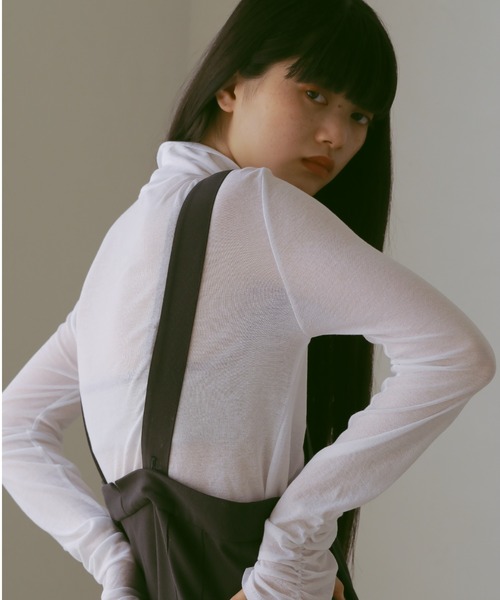 CASA FLINE(カーサフライン)の「ハイウエストサスペンダーパンツ(サロペット/オーバーオール・レディース・チャコールグレー/ストライプ・0/1)」の8枚目の写真