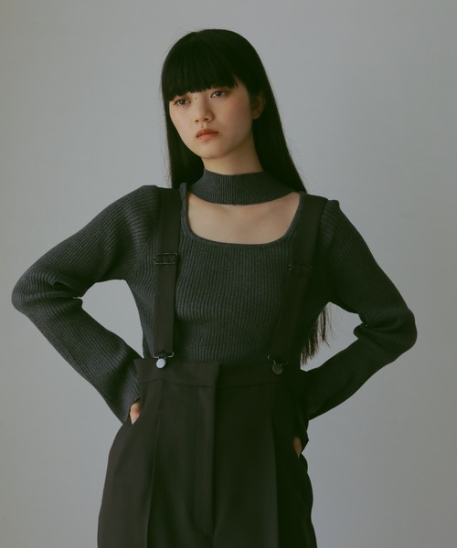 CASA FLINE(カーサフライン)の「ハイウエストサスペンダーパンツ(サロペット/オーバーオール・レディース・チャコールグレー/ストライプ・0/1)」の10枚目の写真