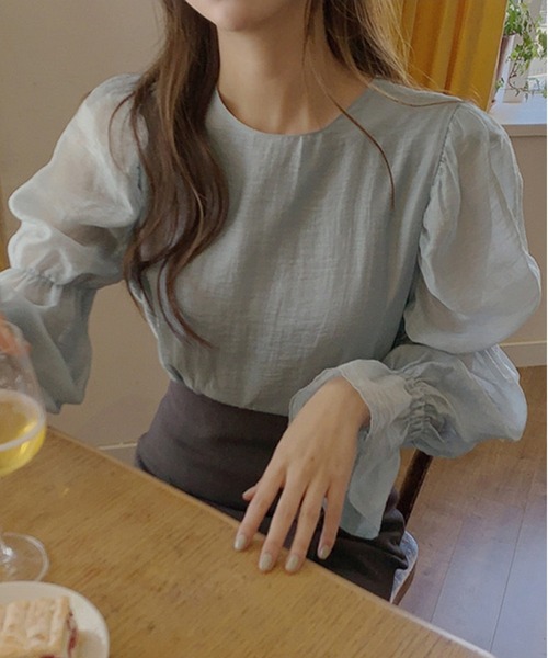 ROOPTOKYO(ループトウキョウ)の「シアーバックリボンブラウス(シャツ/ブラウス・レディース・ブルー/ホワイト・L/M/S)」の11枚目の写真