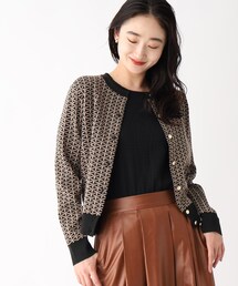 OPAQUE.CLIP | ジオメトリックジャカードニットカーディガン【洗濯機洗い可】(カーディガン/ボレロ)