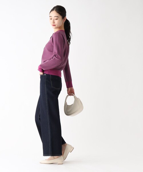 OPAQUE.CLIP(オペークドットクリップ)の「◆ジオメトリックジャカードニットカーディガン【洗濯機洗い可】(カーディガン/ボレロ・レディース・ブラック系/ピンク系・38/40)」の14枚目の写真