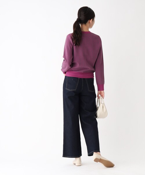 OPAQUE.CLIP(オペークドットクリップ)の「◆ジオメトリックジャカードニットカーディガン【洗濯機洗い可】(カーディガン/ボレロ・レディース・ブラック系/ピンク系・38/40)」の15枚目の写真