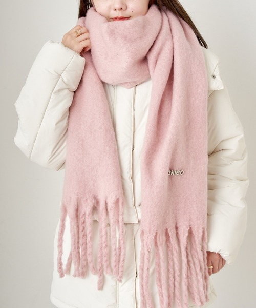 ...etR エテール　ピンクベージュ メタリックフリンジ ストール DAY CLOSET ストール マフラー 大判ミックスカラーフリンジ