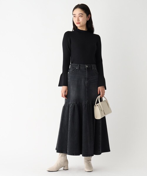 OPAQUE.CLIP（オペークドットクリップ）の「◆ラメ混フレアースリーブリブニット【洗濯機洗い可／UVケア】（ニット/セーター・レディース・ブラック系5/ベージュ系その他2/ベージュ系9・38/42/40/36）」の4枚目の写真