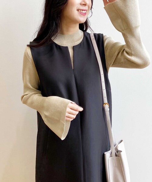 OPAQUE.CLIP（オペークドットクリップ）の「◆ラメ混フレアースリーブリブニット【洗濯機洗い可／UVケア】（ニット/セーター・レディース・ブラック系5/ベージュ系その他2/ベージュ系9・38/42/40/36）」の16枚目の写真