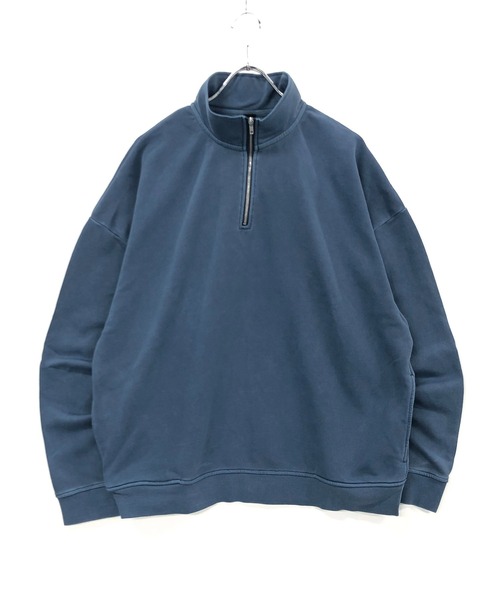 TRAP/U （トラップユー）の「ハーフジップ ピグメント裏毛 / オーバーサイズ P/O ルーズトレーナー（Tシャツ/カットソー・メンズ・グリーン系その他/ブラック/ネイビー・L/M）」の4枚目の写真