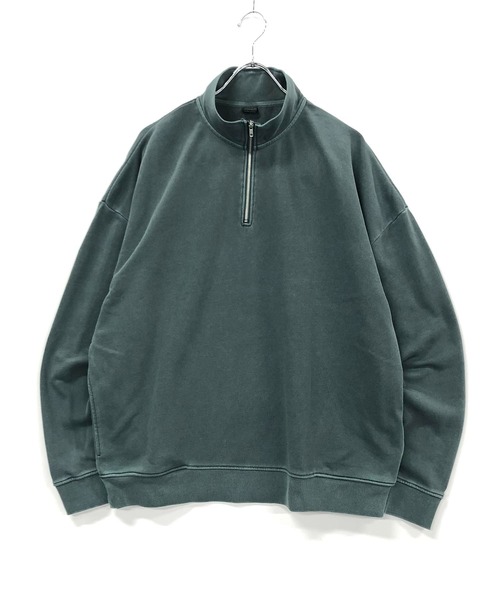 TRAP/U （トラップユー）の「ハーフジップ ピグメント裏毛 / オーバーサイズ P/O ルーズトレーナー（Tシャツ/カットソー・メンズ・グリーン系その他/ブラック/ネイビー・L/M）」の14枚目の写真