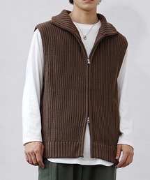 MinoriTY | 【MinoriTY】もちもちワッフル編みドライバーズニットベスト ジレ セーター メンズ ビッグシルエット ルーズフィット オーバーサイズ 春服 冬服(ベスト)