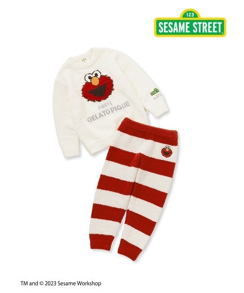 gelato pique(ジェラートピケ)の「【SESAME STREET】【KIDS】ジャガードプルオーバー&ロングパンツセット(ルームウェア/パジャマ・キッズ・ブルー/レッド・SMALL/XX-SMALL)」の4枚目の写真