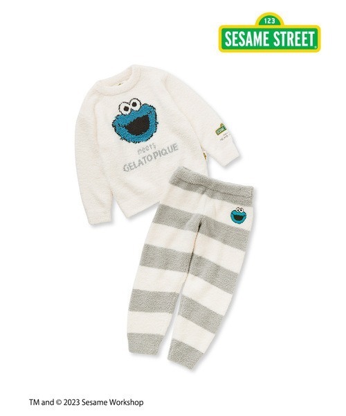 gelato pique(ジェラートピケ)の「【SESAME STREET】【KIDS】ジャガードプルオーバー&ロングパンツセット(ルームウェア/パジャマ・キッズ・ブルー/レッド・SMALL/XX-SMALL)」の6枚目の写真