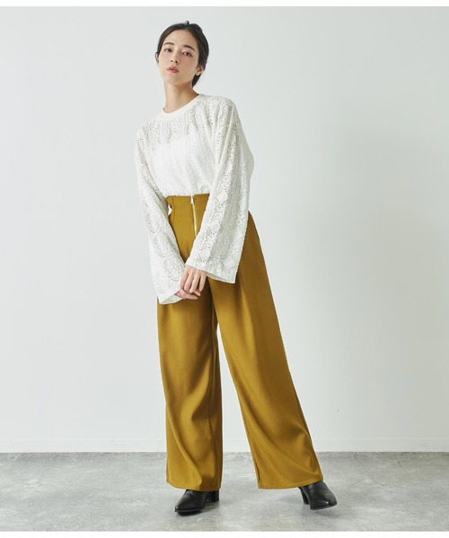 ANAP（アナップ）の「両サイドスリットレースロンT（Tシャツ/カットソー・レディース・ブラック/オフホワイト・FREE）」の6枚目の写真