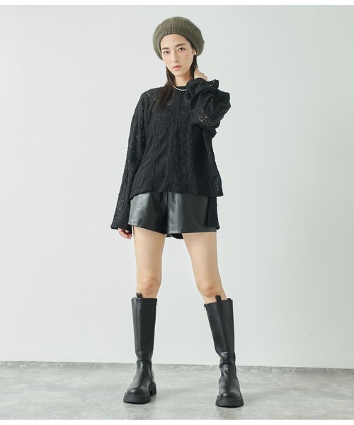 ANAP（アナップ）の「両サイドスリットレースロンT（Tシャツ/カットソー・レディース・ブラック/オフホワイト・FREE）」の13枚目の写真