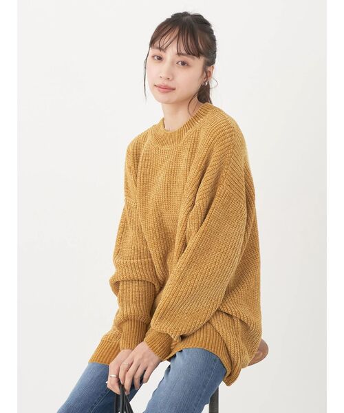 earth music&ecology（アースミュージックアンドエコロジー）の「シャイニーベロアモールチュニック（チュニック・レディース・ダークグレー/マスタード/グリーン/グレイッシュベージュ・FREE）」の6枚目の写真