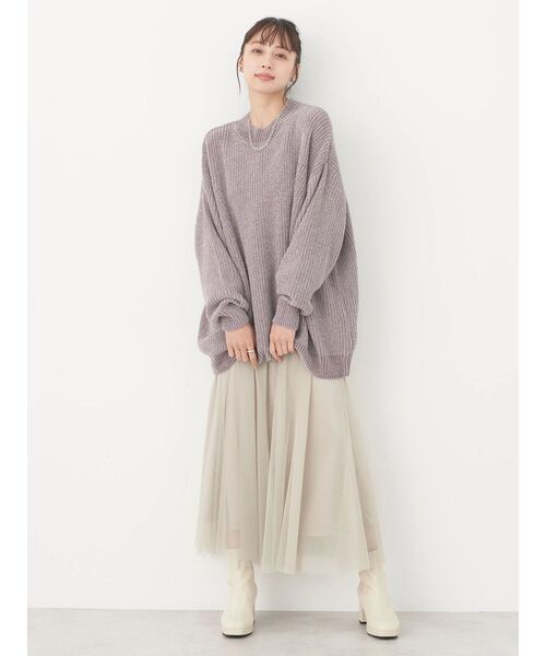 earth music&ecology（アースミュージックアンドエコロジー）の「シャイニーベロアモールチュニック（チュニック・レディース・ダークグレー/マスタード/グリーン/グレイッシュベージュ・FREE）」の11枚目の写真