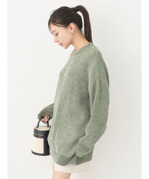 earth music&ecology（アースミュージックアンドエコロジー）の「シャイニーベロアモールチュニック（チュニック・レディース・ダークグレー/マスタード/グリーン/グレイッシュベージュ・FREE）」の15枚目の写真