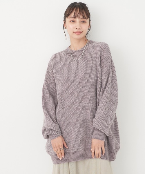 earth music&ecology（アースミュージックアンドエコロジー）の「シャイニーベロアモールチュニック（チュニック・レディース・ダークグレー/マスタード/グリーン/グレイッシュベージュ・FREE）」の2枚目の写真