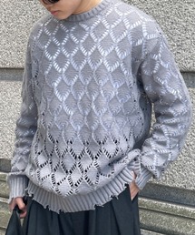 PICSAS | 【PICSAS】ダメージメッシュクルーニット(ニット/セーター)