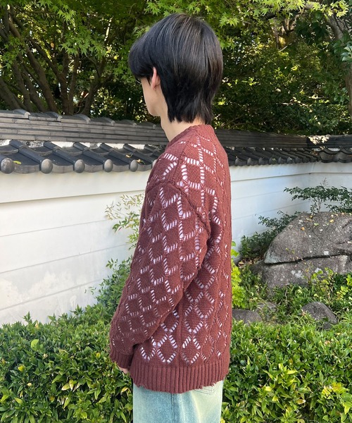 PICSAS（ピクサス）の「【PICSAS】ダメージメッシュクルーニット（ニット/セーター・メンズ・ライトブルー/ブラウン/グレー/ブラック・M/L）」の21枚目の写真