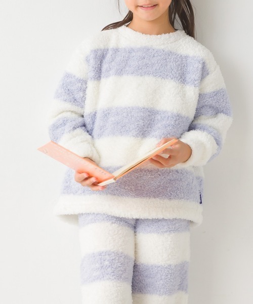 OMNES（オムネス）の「キッズあったかふわシャギープルオーバー長袖（Tシャツ/カットソー・キッズ・ネイビー/ピンク/ホワイト×ブルー・140/100/110/130/120）」の2枚目の写真