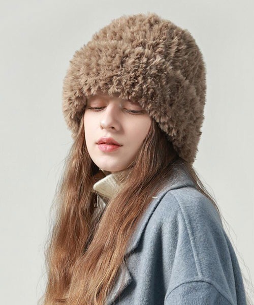セール】【float】ふわふわ フェイクファー ニット帽（ニットキャップ