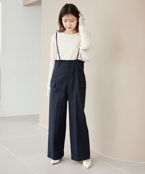 SLOBE IENA(スローブイエナ)の「コットンリネンサロペット(サロペット/オーバーオール・レディース・ネイビー/ベージュ・38/36)」の18枚目の写真