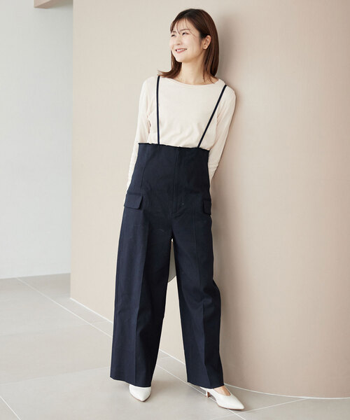 SLOBE IENA(スローブイエナ)の「コットンリネンサロペット(サロペット/オーバーオール・レディース・ネイビー/ベージュ・38/36)」の19枚目の写真