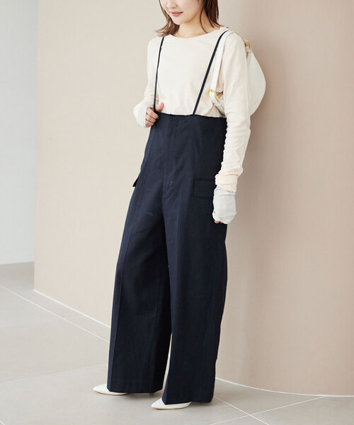 SLOBE IENA(スローブイエナ)の「コットンリネンサロペット(サロペット/オーバーオール・レディース・ネイビー/ベージュ・38/36)」の20枚目の写真