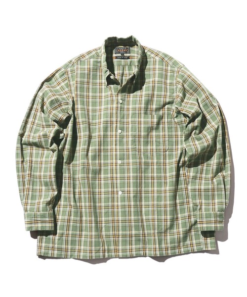 BEAMS PLUS（ビームスプラス）の「パナマ プレイド オープンカラー ボタンダウン シャツ（シャツ/ブラウス・メンズ・ブルー/グリーン/イエロー・S/L/XL/M）」の2枚目の写真