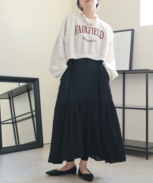 ULEULA（ウルア）の「カレッジロゴスウェットプルオーバー/ボリュームスリーブトレーナー（スウェット・レディース・ライトグレー/オートミール/アイボリー/ネイビー/オフホワイト・FREE）」の7枚目の写真