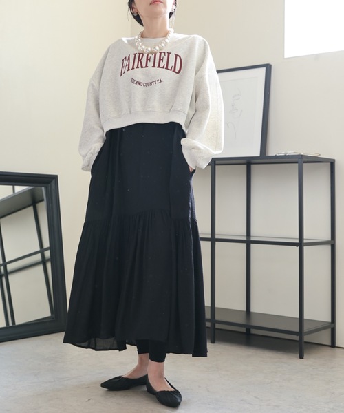 ULEULA（ウルア）の「カレッジロゴスウェットプルオーバー/ボリュームスリーブトレーナー（スウェット・レディース・ライトグレー/オートミール/アイボリー/ネイビー/オフホワイト・FREE）」の8枚目の写真