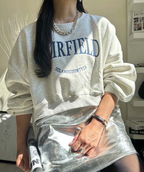 セール】カレッジロゴスウェットプルオーバー/ボリュームスリーブ