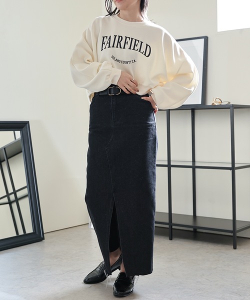 ULEULA（ウルア）の「カレッジロゴスウェットプルオーバー/ボリュームスリーブトレーナー（スウェット・レディース・ライトグレー/オートミール/アイボリー/ネイビー/オフホワイト・FREE）」の22枚目の写真