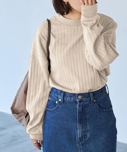 coen(コーエン)の「USAコットンリピTワイドリブロングスリーブTシャツ(Tシャツ/カットソー・レディース・ベージュ/ライム/オフホワイト/ブラック・M/L)」の3枚目の写真