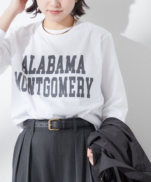 journal standard L'essage(ジャーナルスタンダードレサージュ)の「【ALABAMA】ロゴ ロングスリーブ Tシャツ(Tシャツ/カットソー・レディース・ブラック系その他/ブルー/ホワイト・FREE)」の2枚目の写真