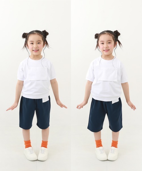 devirock(デビロック)の「防汚 ゼッケンがホックで付けられる体操服 半袖Tシャツ(ポロシャツ・キッズ・ホワイト・140cm/130cm/120cm/110cm/170cm/160cm/150cm)」の5枚目の写真