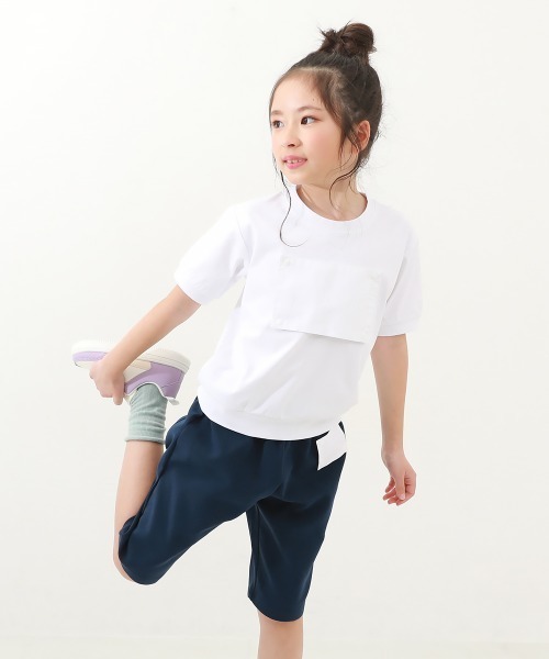 devirock(デビロック)の「防汚 ゼッケンがホックで付けられる体操服 半袖Tシャツ(ポロシャツ・キッズ・ホワイト・140cm/130cm/120cm/110cm/170cm/160cm/150cm)」の15枚目の写真