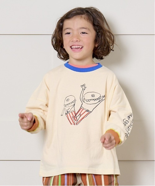 HOGAN RANCH WEAR（ホーガンランチウエア）の「ソデリブビッグロンT（90～140cm）（Tシャツ/カットソー・キッズ・ブルー/オフホワイト/ブラック/ベージュ・100/110/120/130/140/90）」の2枚目の写真