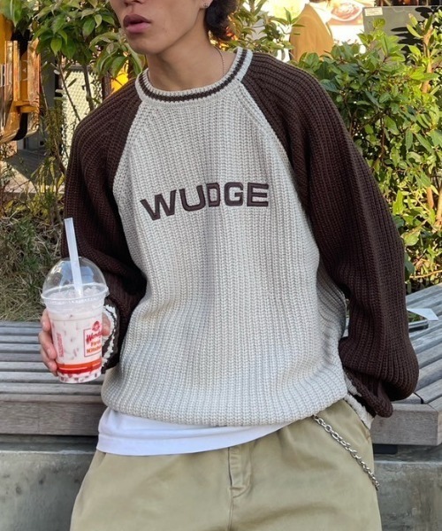 WudgeBoy（ワッジボーイ）の「bi-color raglan knit（ニット/セーター・レディース・アイボリー/カーキ/ネイビー・MEDIUM/LARGE）」の2枚目の写真