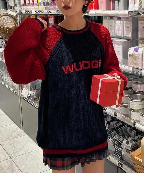 WudgeBoy（ワッジボーイ）の「bi-color raglan knit（ニット/セーター・レディース・アイボリー/カーキ/ネイビー・MEDIUM/LARGE）」の3枚目の写真