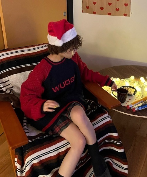WudgeBoy（ワッジボーイ）の「bi-color raglan knit（ニット/セーター・レディース・アイボリー/カーキ/ネイビー・MEDIUM/LARGE）」の10枚目の写真