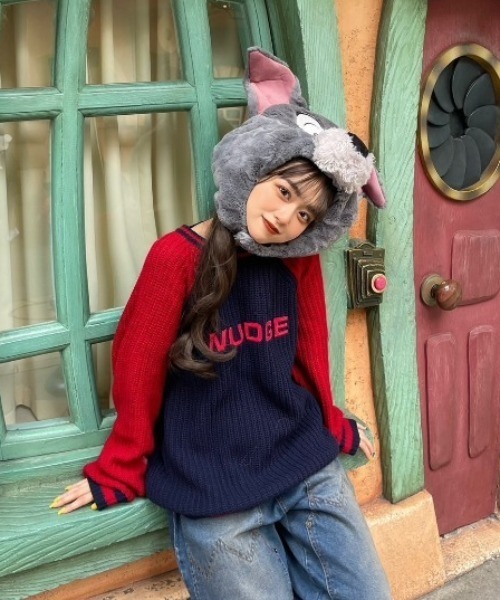 WudgeBoy（ワッジボーイ）の「bi-color raglan knit（ニット/セーター・レディース・アイボリー/カーキ/ネイビー・MEDIUM/LARGE）」の6枚目の写真