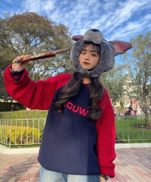 WudgeBoy（ワッジボーイ）の「bi-color raglan knit（ニット/セーター・レディース・アイボリー/カーキ/ネイビー・MEDIUM/LARGE）」の8枚目の写真