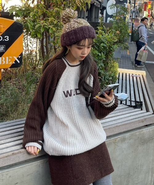 WudgeBoy（ワッジボーイ）の「bi-color raglan knit（ニット/セーター・レディース・アイボリー/カーキ/ネイビー・MEDIUM/LARGE）」の17枚目の写真