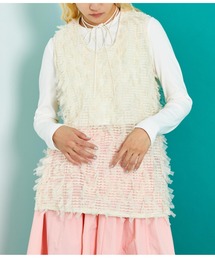 Settimissimo | チュール フリンジ ジャガード ロープ付き ジレ ベスト(ベスト)