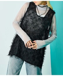 Settimissimo | チュール フリンジ ジャガード ロープ付き ジレ ベスト(ベスト)