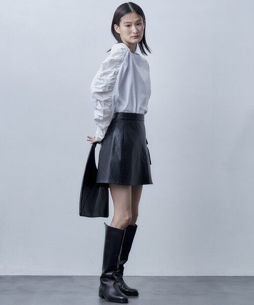 Firsthand（ファーストハンド）の「Firsthand/ファーストハンド オーガニックコットン天竺ギャザースリーブロンT（Tシャツ/カットソー・レディース・ブラック/ホワイト/ピンク・ﾌﾘ-）」の13枚目の写真