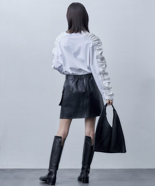 Firsthand（ファーストハンド）の「Firsthand/ファーストハンド オーガニックコットン天竺ギャザースリーブロンT（Tシャツ/カットソー・レディース・ブラック/ホワイト/ピンク・ﾌﾘ-）」の16枚目の写真